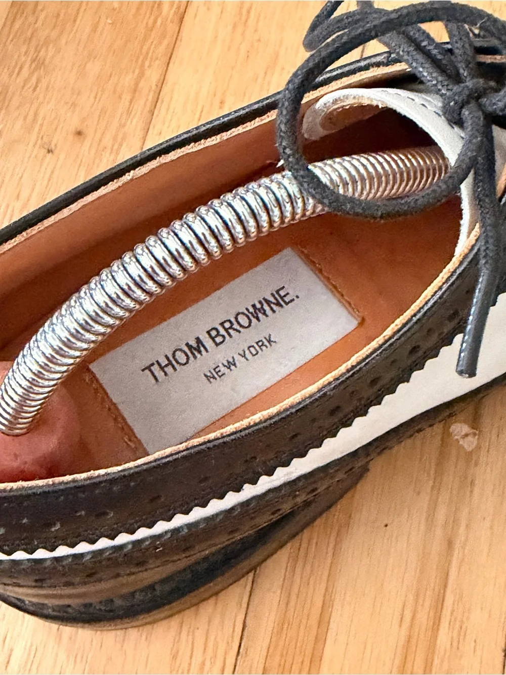 Thom Browne Black and White Two-Tone Wingtip Oxfords
